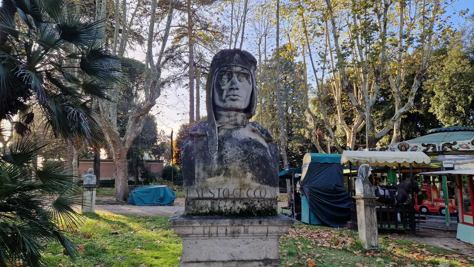 Bust of Fausto Cecconi in Pincio gardens